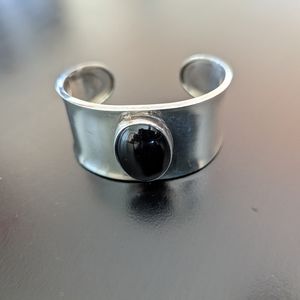 Sterling Silver cuff bracelet with oval black stone